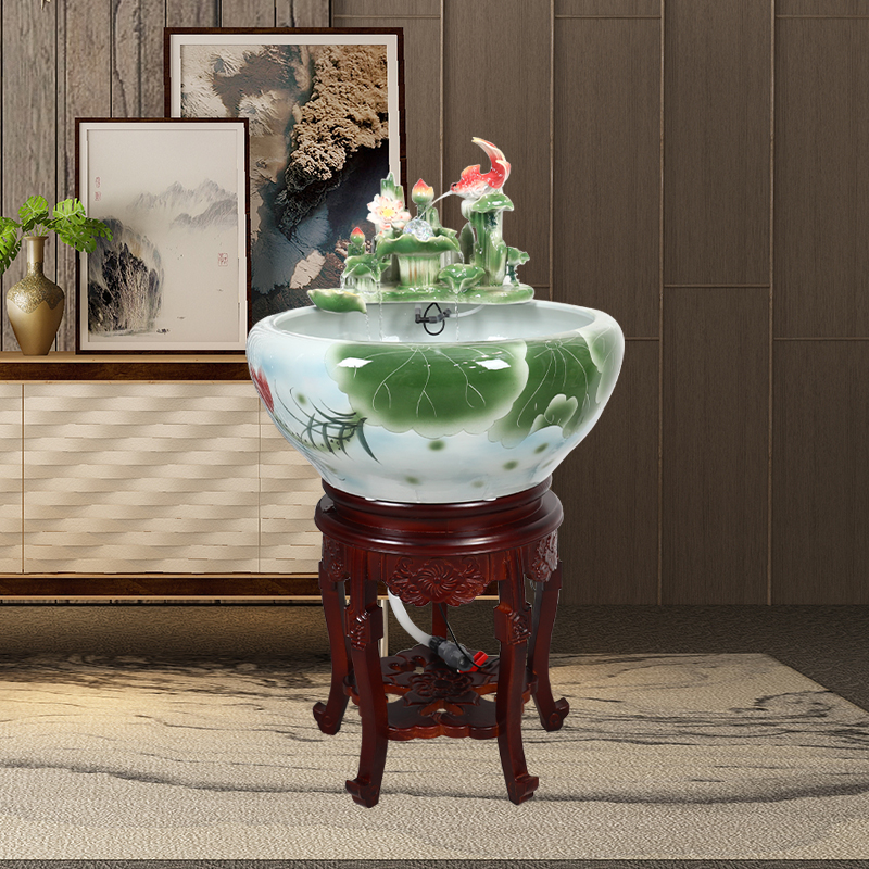 Jingdezhen ceramic aquarium water furnishing articles home sitting room with lamp fish bowl shui plutus filters the goldfish bowl