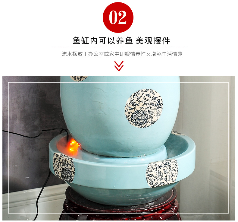 Jingdezhen to live in a small sitting room aquarium desktop furnishing articles ceramic water fountain creative version into gifts