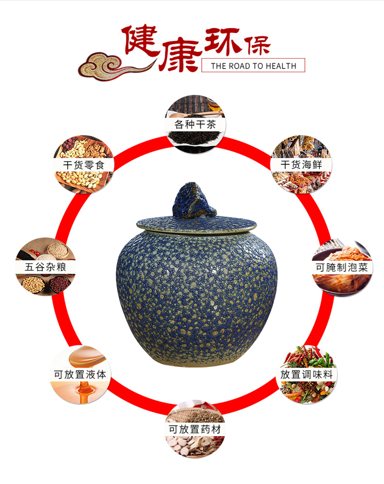 Jingdezhen household moistureproof insect - resistant seal type ceramic barrel ricer box with cover storage tank 20/30 kg of flour