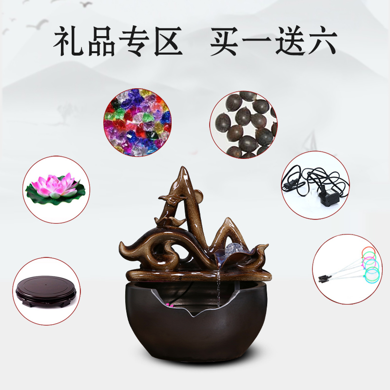 Art spirit of jingdezhen ceramic aquarium water fountain household little golden aquarium fish bowl sitting room humidifying decorative landscape