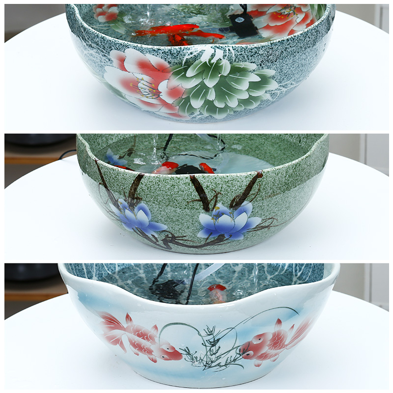 Jingdezhen ceramic aquarium, small water fountain decoration aquarium circulating water fish creative home furnishing articles