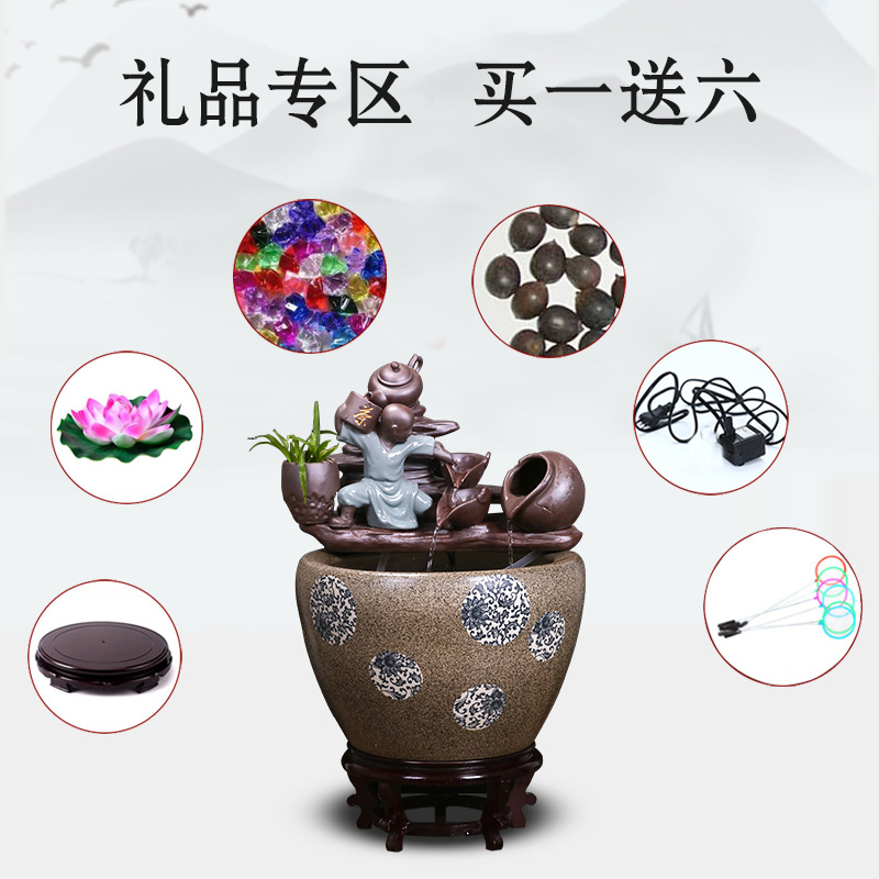 Restoring ancient ways of jingdezhen ceramic aquarium home furnishing articles courtyard circular fountain water goldfish bowl shui plutus turtle cylinder