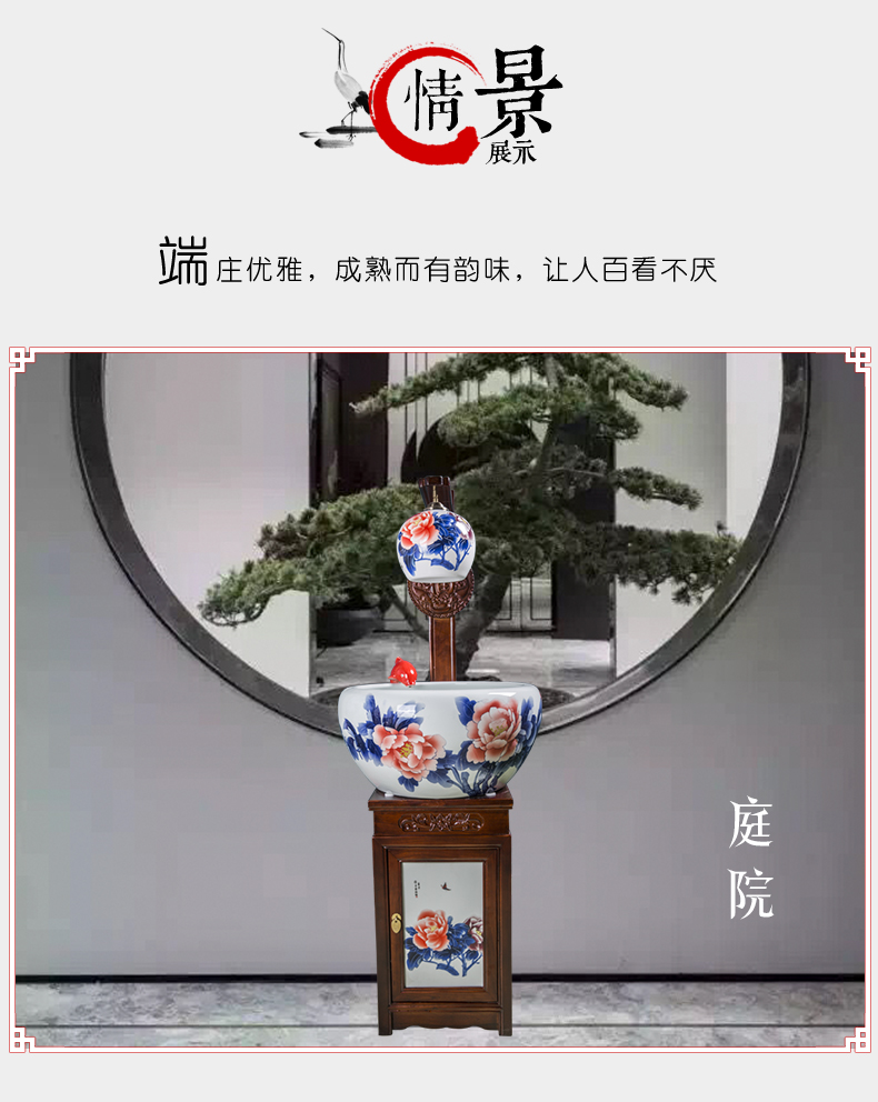 Jingdezhen ceramic decorative furnishing articles aquarium water fountain version into gift sitting room spray filter the goldfish bowl