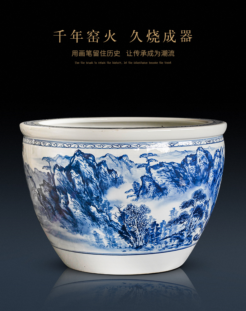 Package mail jingdezhen ceramic aquarium 1 meter extra large goldfish bowl lotus basin big bowl lotus lotus cylinder cylinder cylinder tortoise