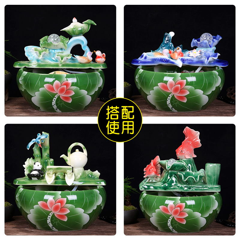 Jingdezhen ceramic aquarium creative household humidifier small fish water, water fountain place indoor