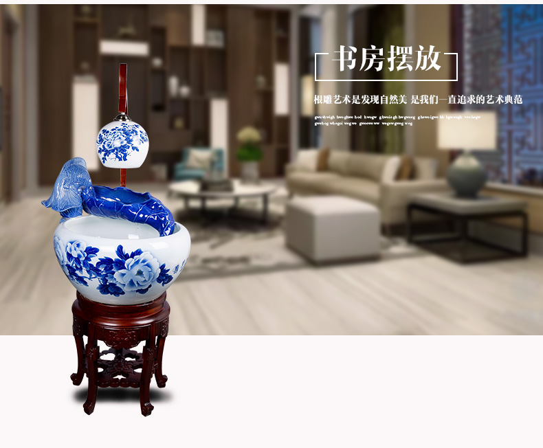 Jingdezhen ceramic aquarium water spray atomization with lamp filter tank goldfish bowl sitting room adornment small place