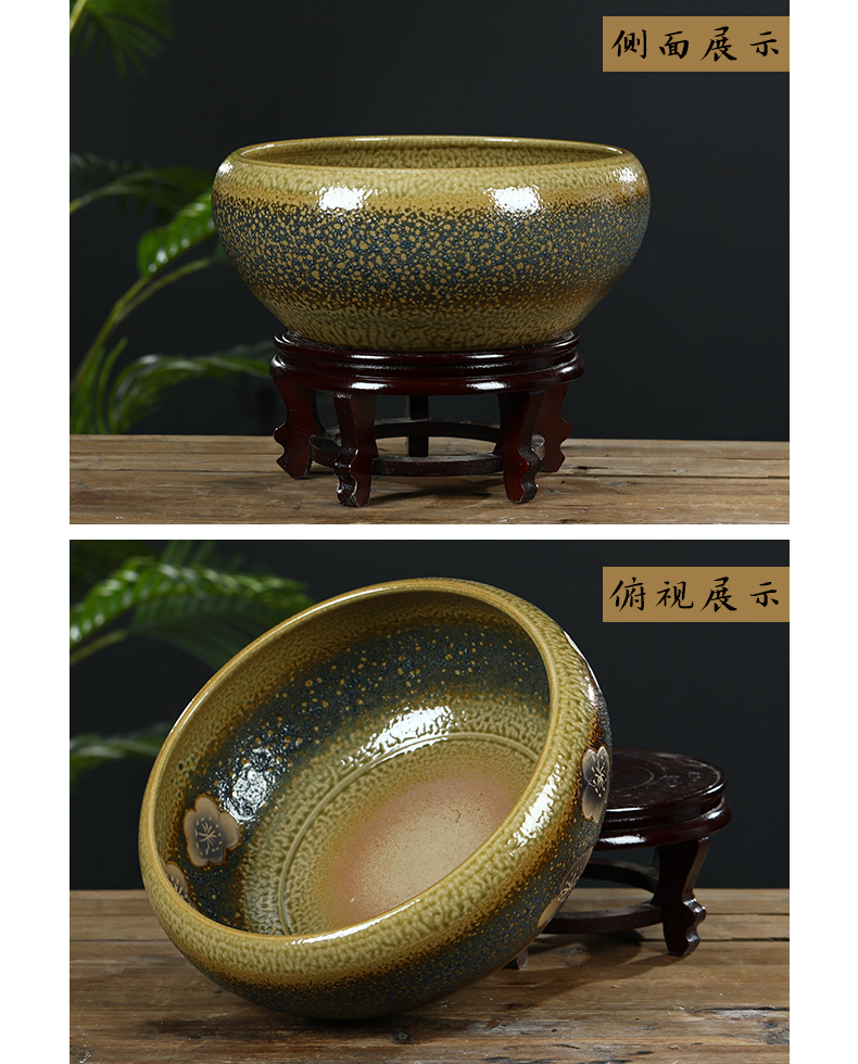 Jingdezhen ceramic aquarium small fish basin bowl lotus lotus lotus tortoise cylinder sitting room feng shui goldfish bowl