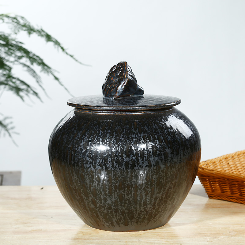Jingdezhen ceramic barrel ricer box meter box 20 jins storage barrel with cover seal household moistureproof insect - resistant rice pot