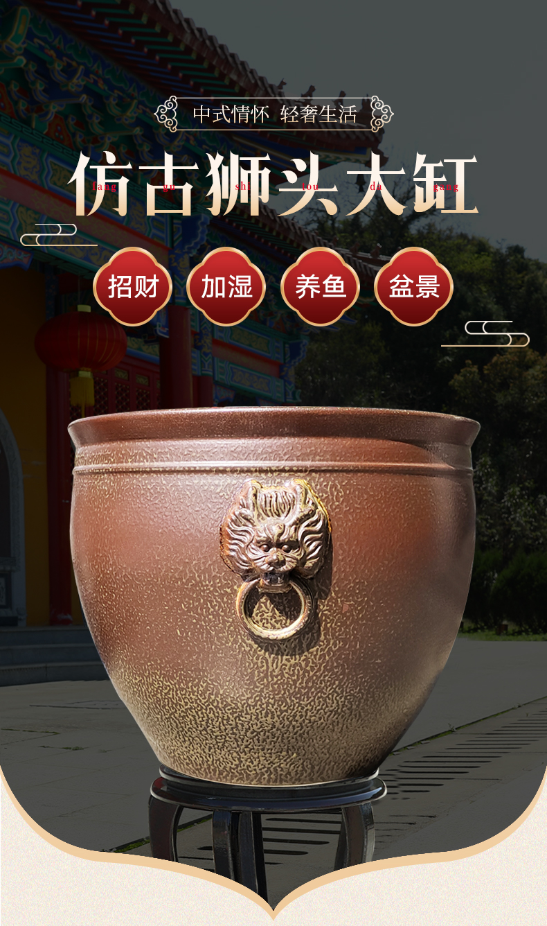 Restoring ancient ways of jingdezhen ceramic aquarium home court goldfish bowl lotus basin is suing water lily lotus basin tortoise cylinder