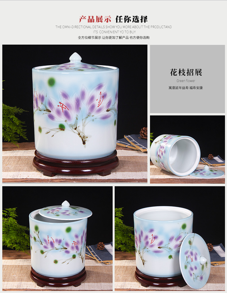 Jingdezhen kitchen household ceramic barrel storage bins with cover insect - resistant type seal tank cylinder storage tank
