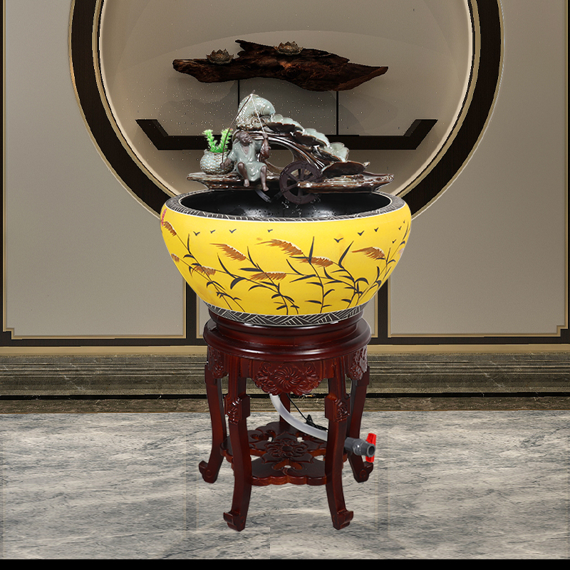 Jingdezhen ceramic circulating water tank filter home sitting room extra large goldfish bowl shui plutus tank