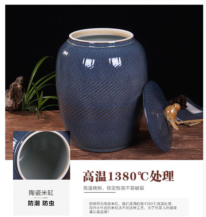 Jingdezhen household moistureproof ceramic cylinder barrel ricer box 20 jins 30 jins the loaded with cover cylinder tank rice storage tank