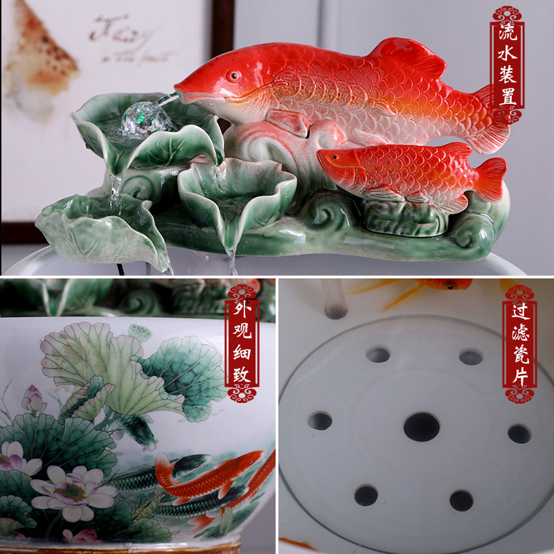 Ceramic water fountain small place atomizing humidifier loop filter feng shui plutus aquarium desktop sitting room adornment
