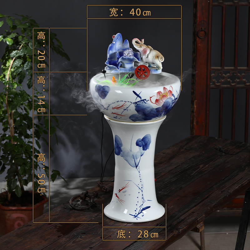 Jingdezhen ceramic filter tank home sitting room goldfish bowl pillar landing fish basin circulation flow tank