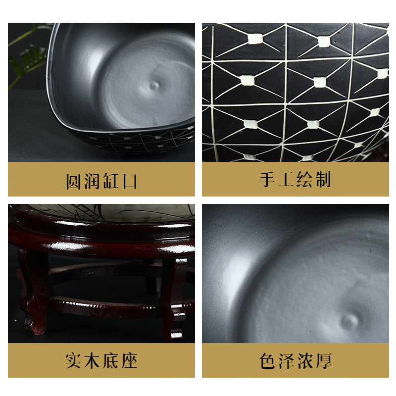 Jingdezhen ceramic aquarium large raising goldfish bowl lotus POTS bowl lotus lotus cylinder cylinder tortoise GangPen feng shui living room