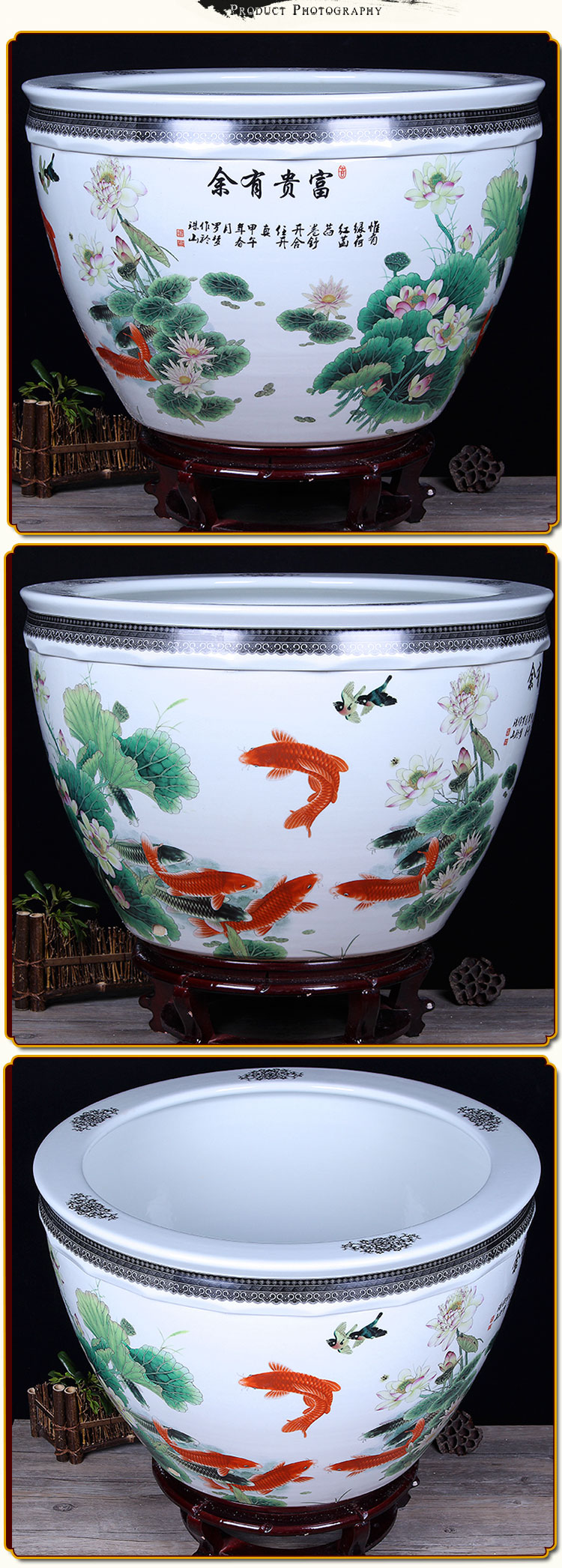 Jingdezhen ceramic aquarium pet gold fish tank water lily basin bowl lotus lotus cylinder cylinder tortoise GangPen sitting room place the flood water