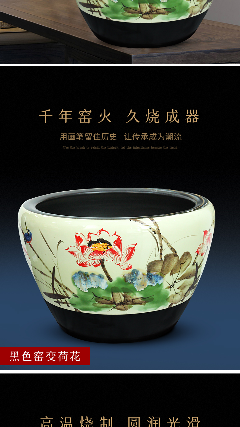 Ceramic aquarium fish bowl sitting room ground black up water lotus lotus large furnishing articles courtyard balcony