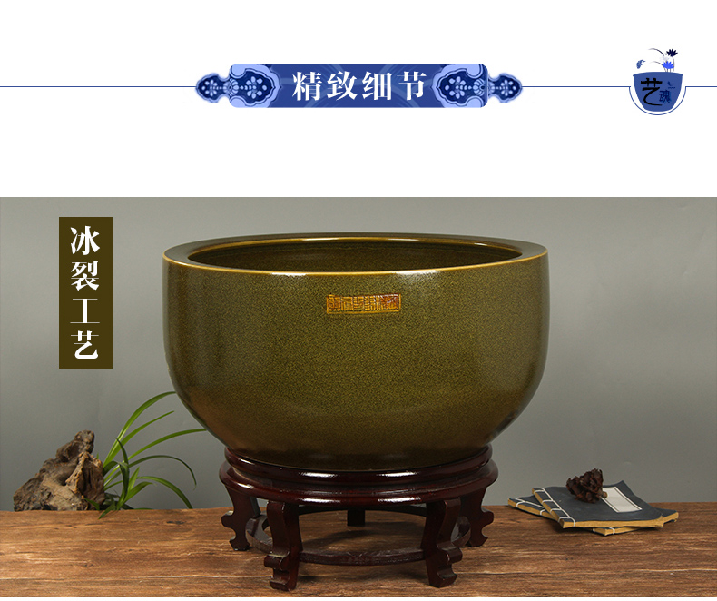 Art spirit of jingdezhen ceramic aquarium desktop sleep keep goldfish bowl lotus basin lotus tortoise GangPen furnishing articles in the living room