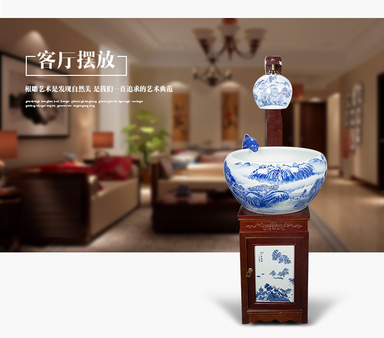 Jingdezhen ceramic aquarium home sitting room office feng shui furnishing articles filtering circulation of water fish home sitting room