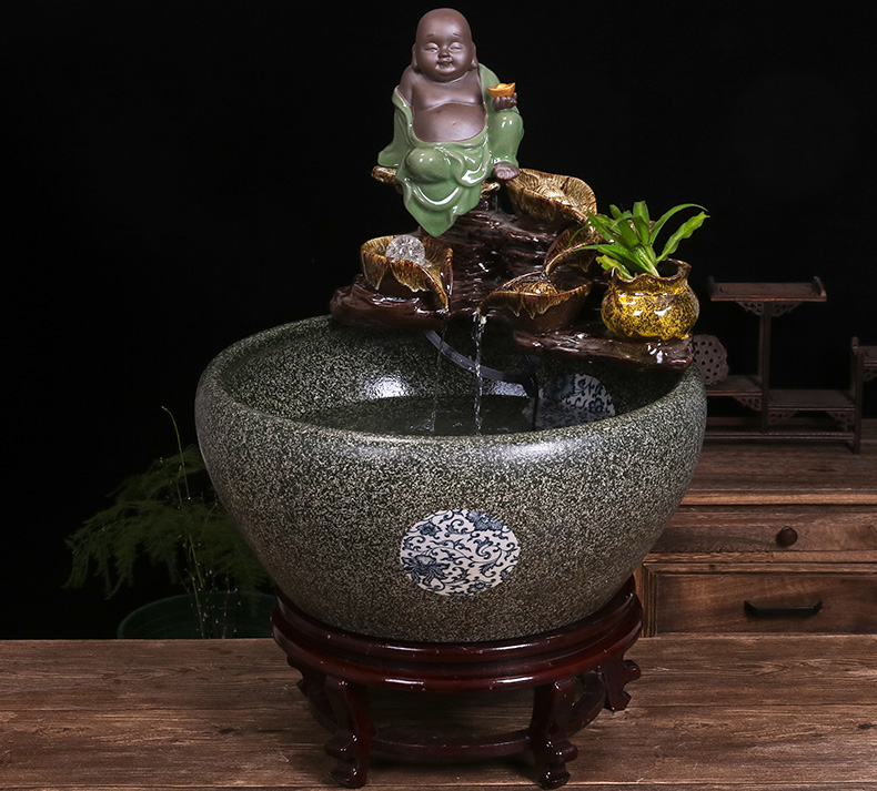 Restoring ancient ways of jingdezhen ceramic aquarium home furnishing articles courtyard circular fountain water goldfish bowl shui plutus turtle cylinder