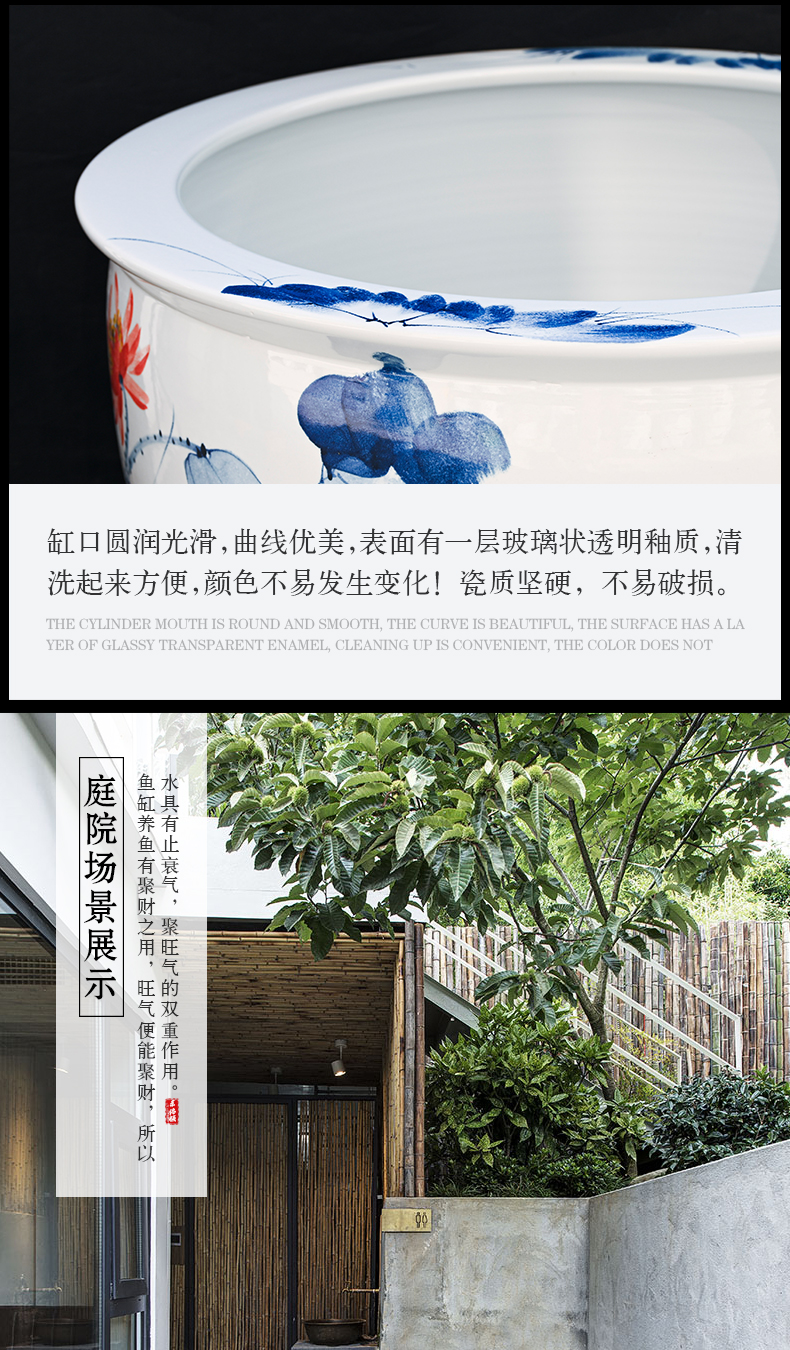 Jingdezhen ceramic aquarium pet gold fish tank water lily basin bowl lotus lotus cylinder cylinder tortoise GangPen sitting room place the flood water