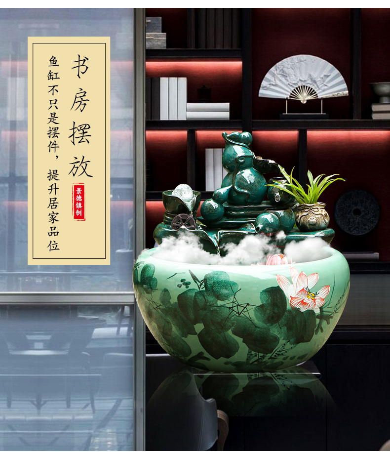 Art spirit of jingdezhen ceramic aquarium circulating water - oxygen filter goldfish goldfish bowl sitting room the tortoise cylinder furnishing articles