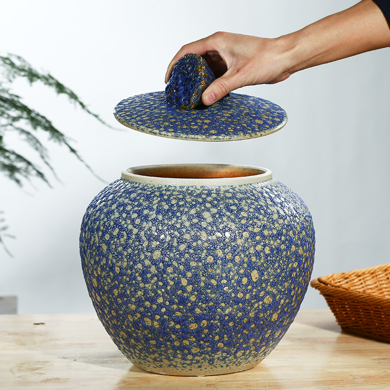 Jingdezhen household moistureproof insect - resistant seal type ceramic barrel ricer box with cover storage tank 20/30 kg of flour