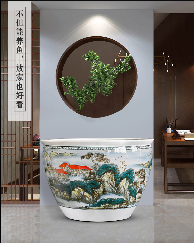 Jingdezhen packages mailed ceramic aquarium 1 meter extra large porcelain jar water lily basin courtyard lotus bowl lotus cylinder cylinder tortoise