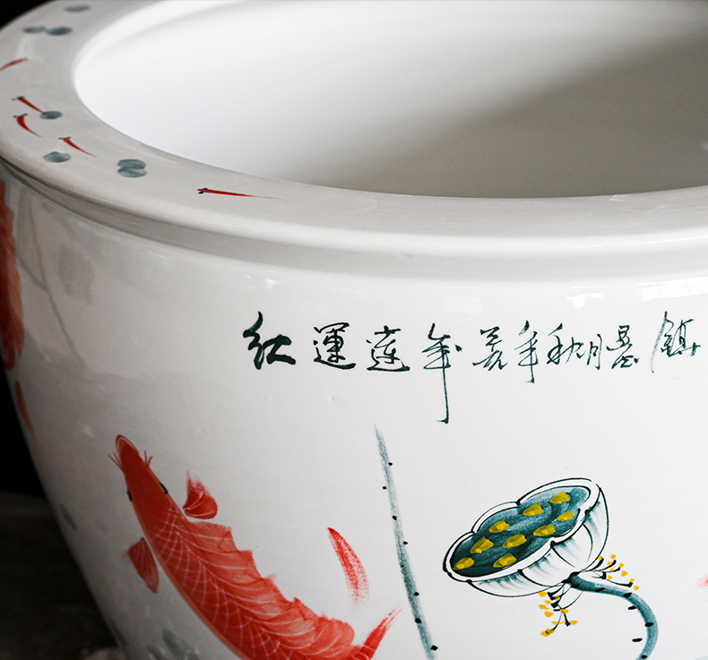 Jingdezhen ceramic aquarium pet gold fish tank water lily basin bowl lotus lotus cylinder cylinder tortoise GangPen sitting room place the flood water