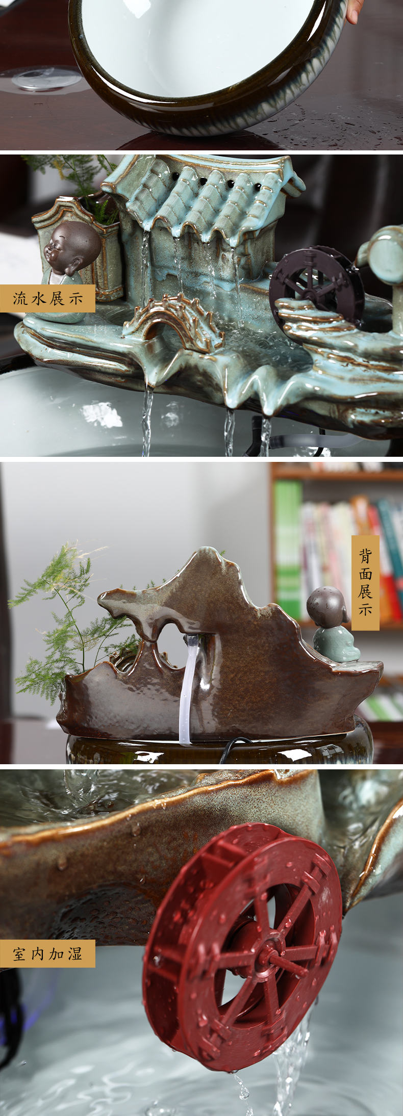 Ceramic up tank sitting room circulating water tank housewarming furnishing articles balcony garden lotus fish bowl