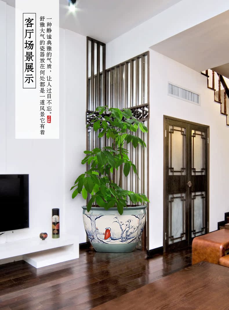 Ceramic aquarium size extra large courtyard lotus lotus flower POTS outside aquarium tank wind collectors cylinder tank