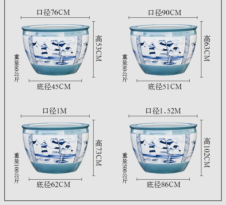 Jingdezhen ceramic aquarium extra large courtyard fish bowl lotus lotus cylinder household aquarium tank wind outside