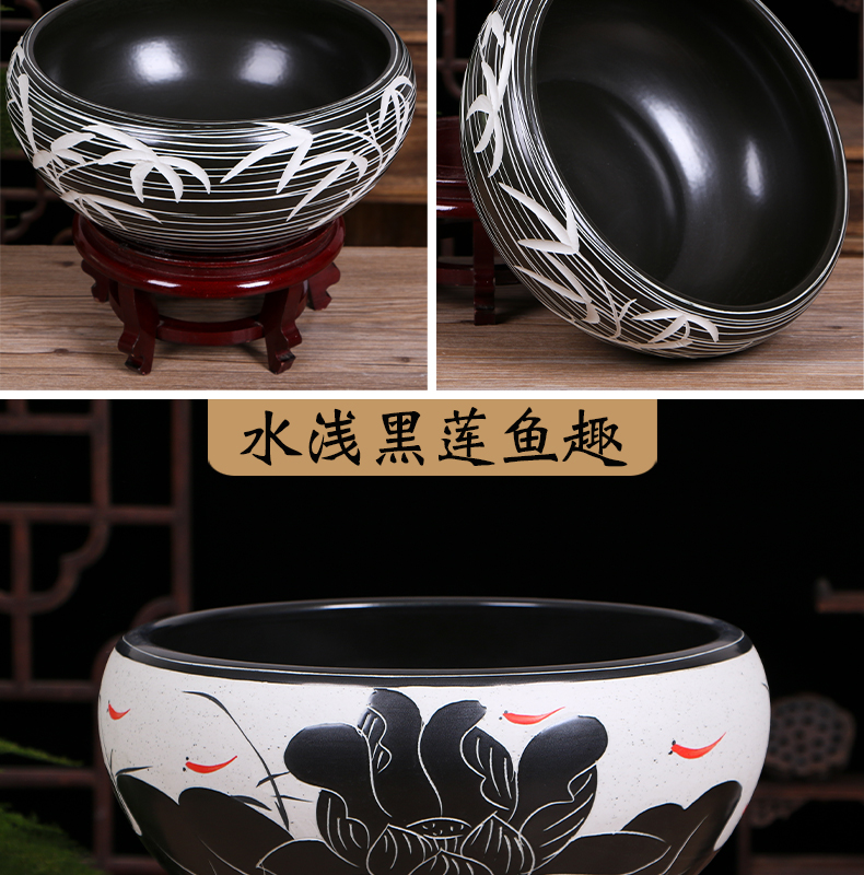 Jingdezhen ceramic aquarium basin lotus small tortoise fish bowl lotus pond lily home furnishing articles aquarium creative