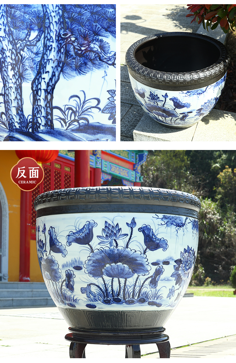 Jingdezhen ceramic goldfish tank creative fish bowl lotus home courtyard large water lily turtle cylinder