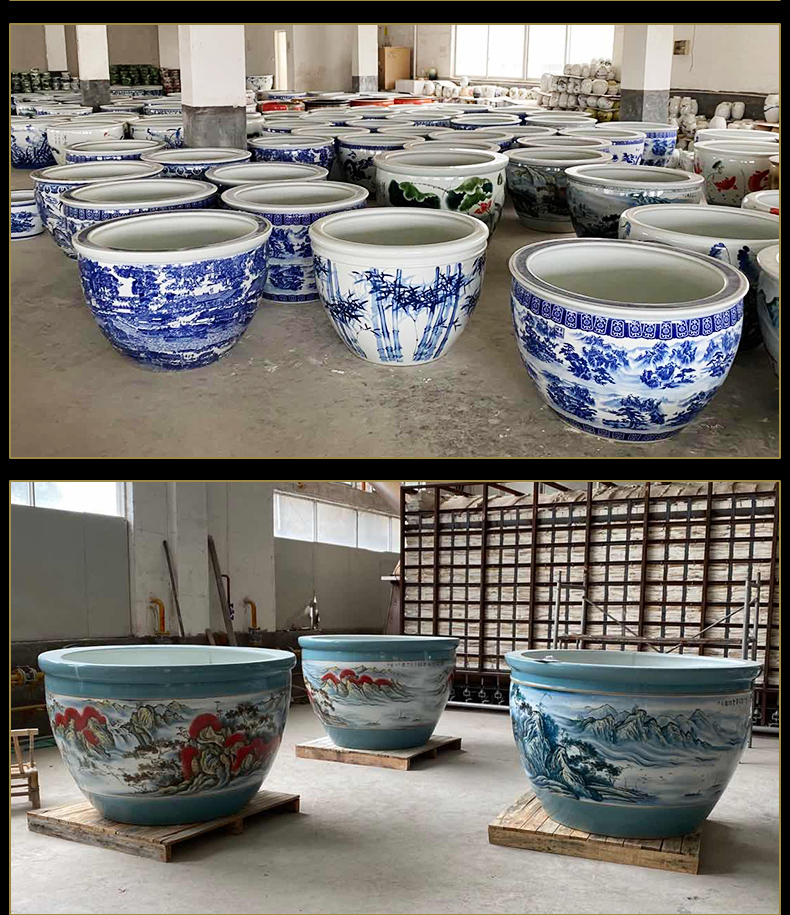 Jingdezhen packages mailed ceramic aquarium 1 meter extra large porcelain jar water lily basin courtyard lotus bowl lotus cylinder cylinder tortoise