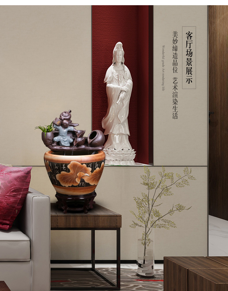 Jingdezhen ceramic goldfish bowl sitting room balcony office water fountain aquarium place feng shui plutus fish bowl