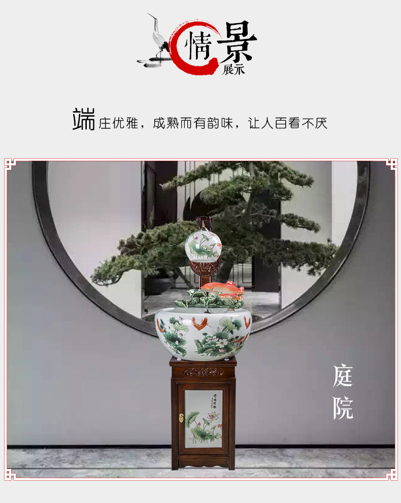 Jingdezhen ceramic sitting room place heavy tank circulation water filter to raise a goldfish bowl goldfish bowl lotus