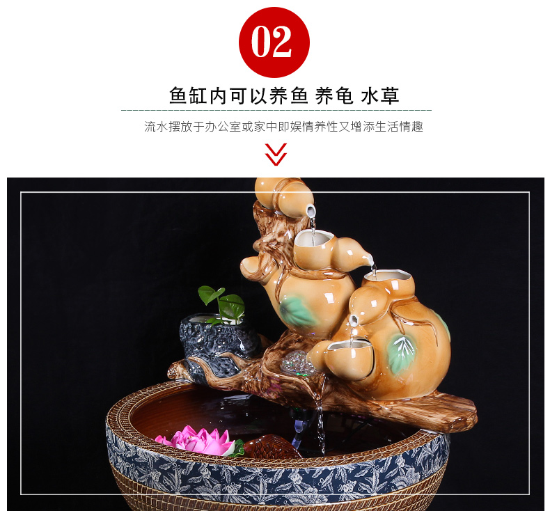 Jingdezhen ceramics pillar landing fish tank oversized LianHe flowerpot brocade carp cylinder goldfish bowl water lily bowl