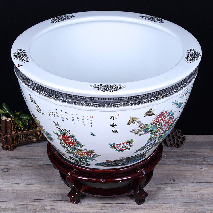 Jingdezhen ceramic aquarium pet gold fish tank water lily basin bowl lotus lotus cylinder cylinder tortoise GangPen sitting room place the flood water