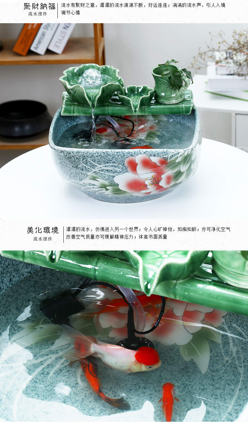 Jingdezhen ceramic aquarium water circulating water of small tortoise cylinder aquarium goldfish bowl small sitting room adornment