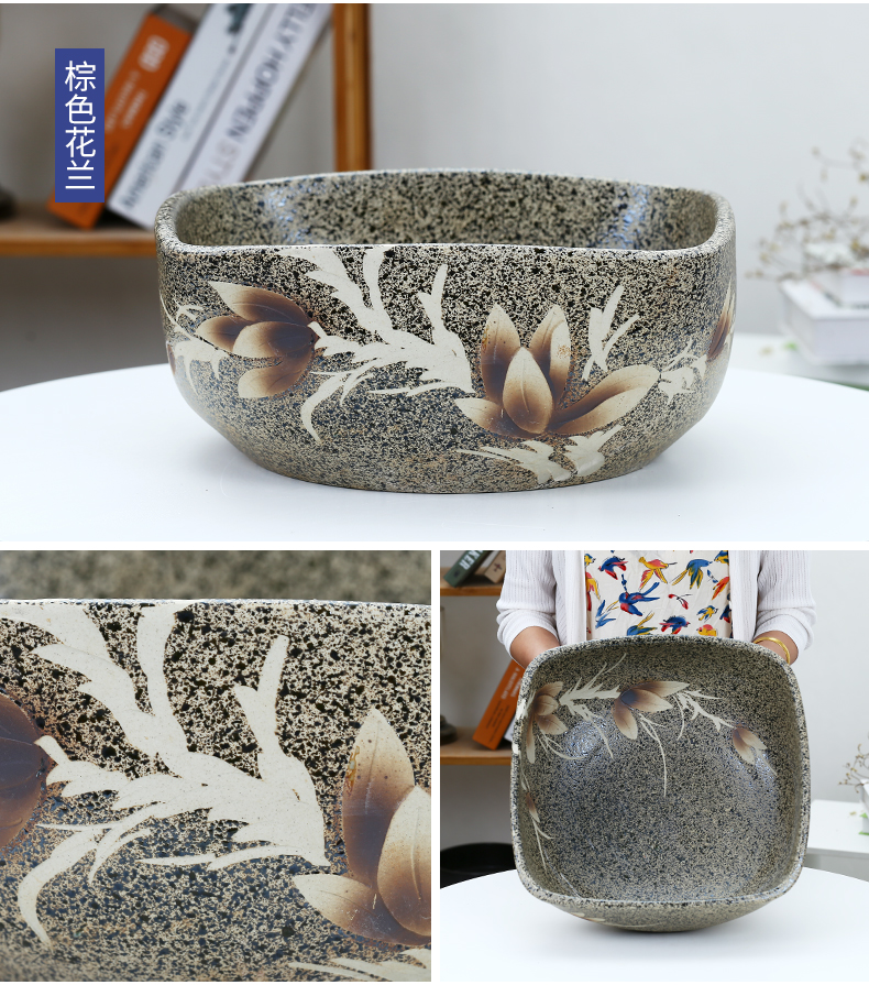 Jingdezhen ceramic aquarium fangyuan lotus blue and white goldfish turtle GangPen sleep bowl lotus refers to basin cylinder tank sitting room