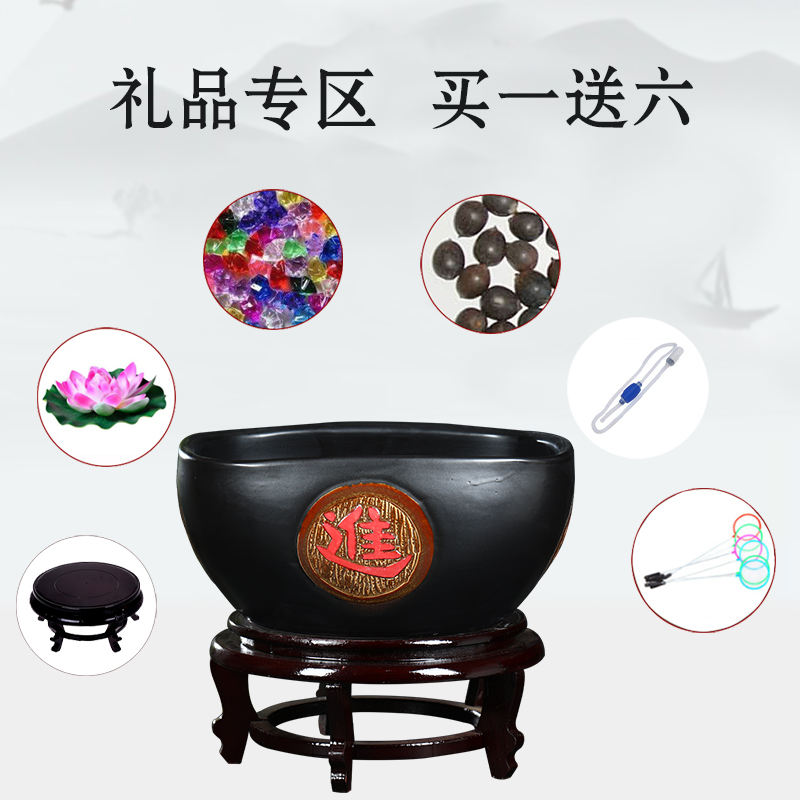 Jingdezhen ceramic aquarium large square goldfish bowl the tortoise GangPen sleep basin cylinder betel nut bowl lotus refers to lotus