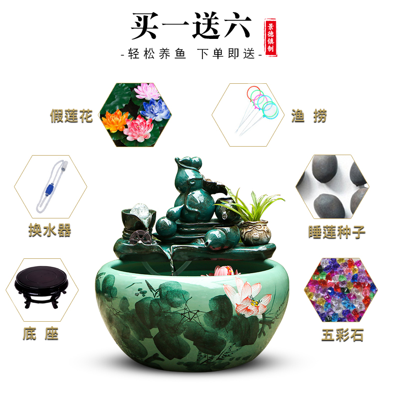 Art spirit of jingdezhen ceramic aquarium circulating water - oxygen filter goldfish goldfish bowl sitting room the tortoise cylinder furnishing articles
