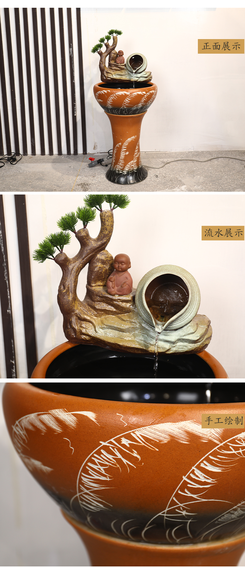 Jingdezhen ceramic floor pillar type water apparatus tank large bowl LianHe flowerpot brocade carp goldfish bowl water lily cylinder