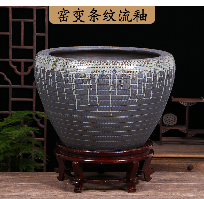 Jingdezhen ceramic aquarium oversized home furnishing articles lotus lotus cylinder tortoise raise goldfish bowl ornaments