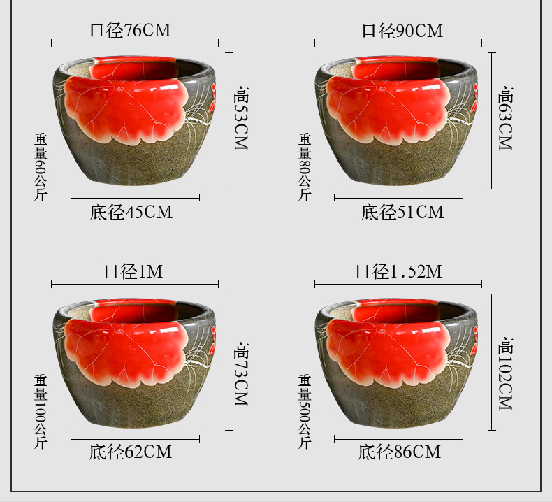 Jingdezhen ceramic manual tank large courtyard home lotus goldfish bowl lotus basin bowl lotus tortoise cylinder