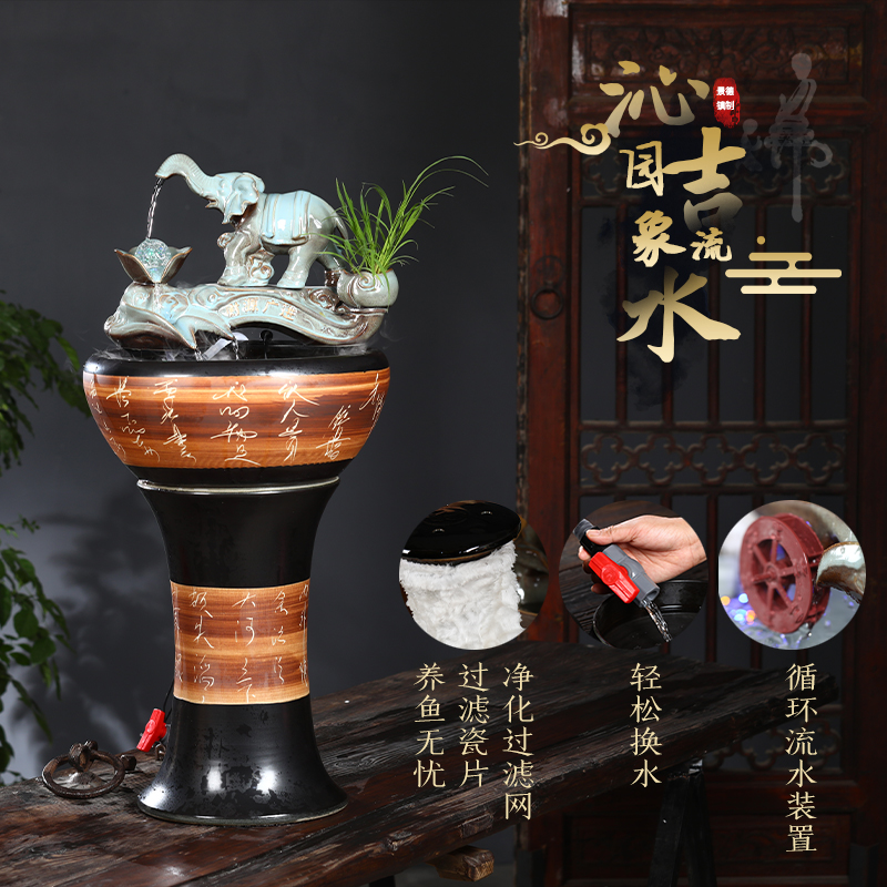 Jingdezhen ceramic tank floor pillar type tank yard LianHe flowerpot is suing large goldfish bowl water lily bowl