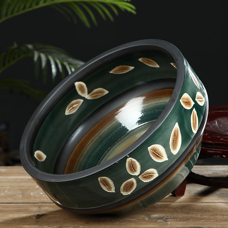 Jingdezhen ceramic aquarium home desktop small goldfish turtle sitting room water lily cylinder refers to basin of lotus furnishing articles