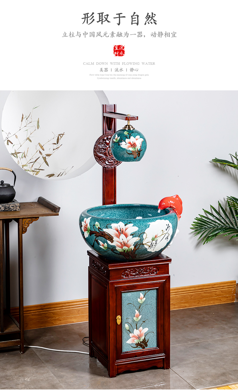 Jingdezhen ceramic cabinet demand goldfish tank be born feel sea cylinder porcelain jar home sitting room porch fish bowl