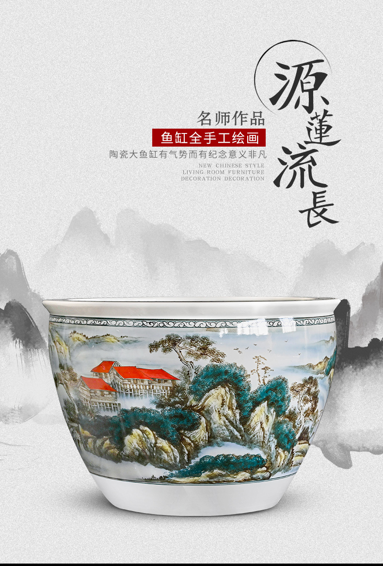 Jingdezhen packages mailed ceramic aquarium 1 meter extra large porcelain jar water lily basin courtyard lotus bowl lotus cylinder cylinder tortoise